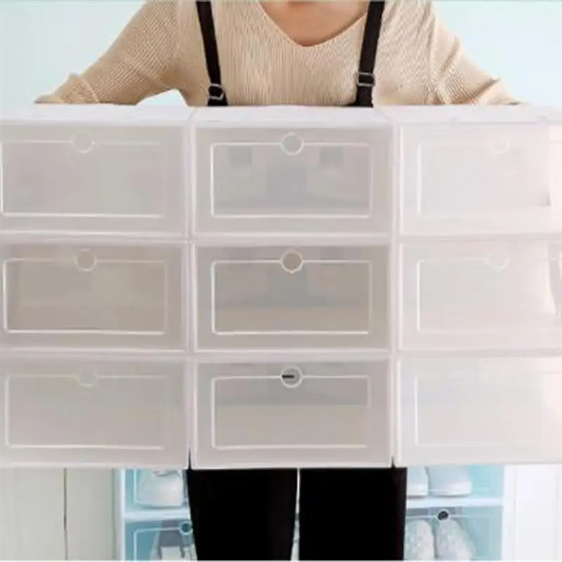 6PCS Thicken Shoes Box Transparent Stackable Storage Shoe Container Holder Rack Duct Cover | Дом и сад
