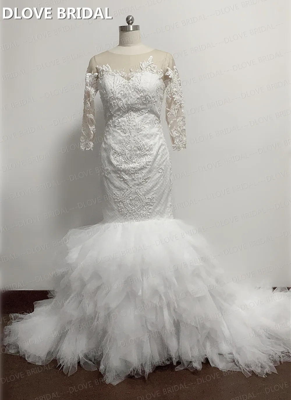 High Quality Mermaid Wedding Dress with Sleeves Delicate Pearl Beaded Bridal Gown Real Photos | Свадьбы и торжества