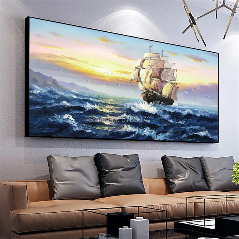 

Handpainted seascape Oil Painting On Canvas Large sizes modren sea ocean Wall Art Living Room home Decor sunrise Pictures