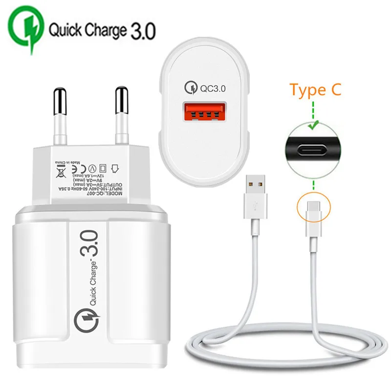 Зарядное устройство USB для Samsung A50/A21S/S10/S8/Huawei P20 lite/P40/P30 Pro/Mate 9 18 Вт адаптер быстрой