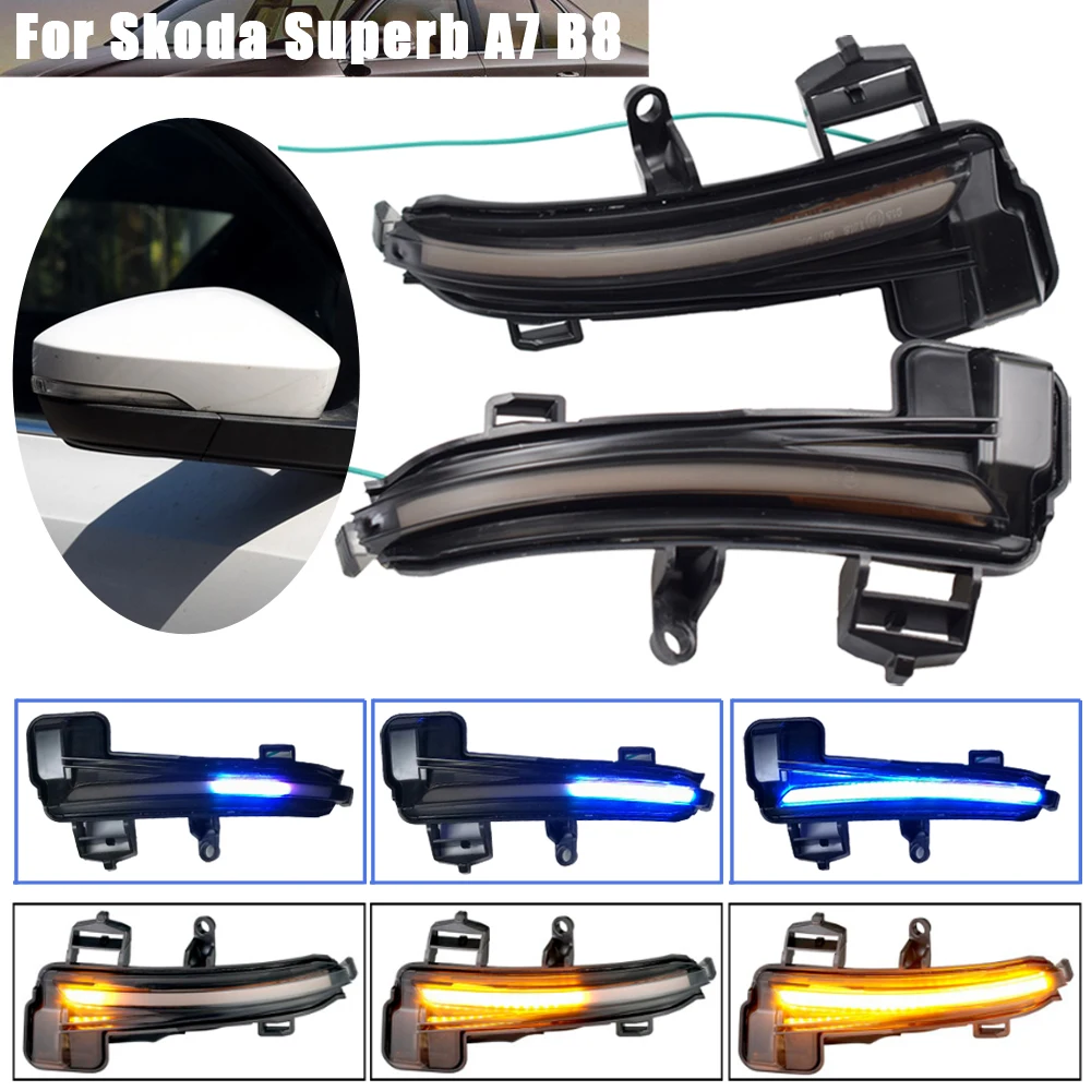 

Car Dynamic LED Turn Signal Blinker Sequential Side Mirror flasher Light For Skoda Superb A7 2016 2017 2018 2019