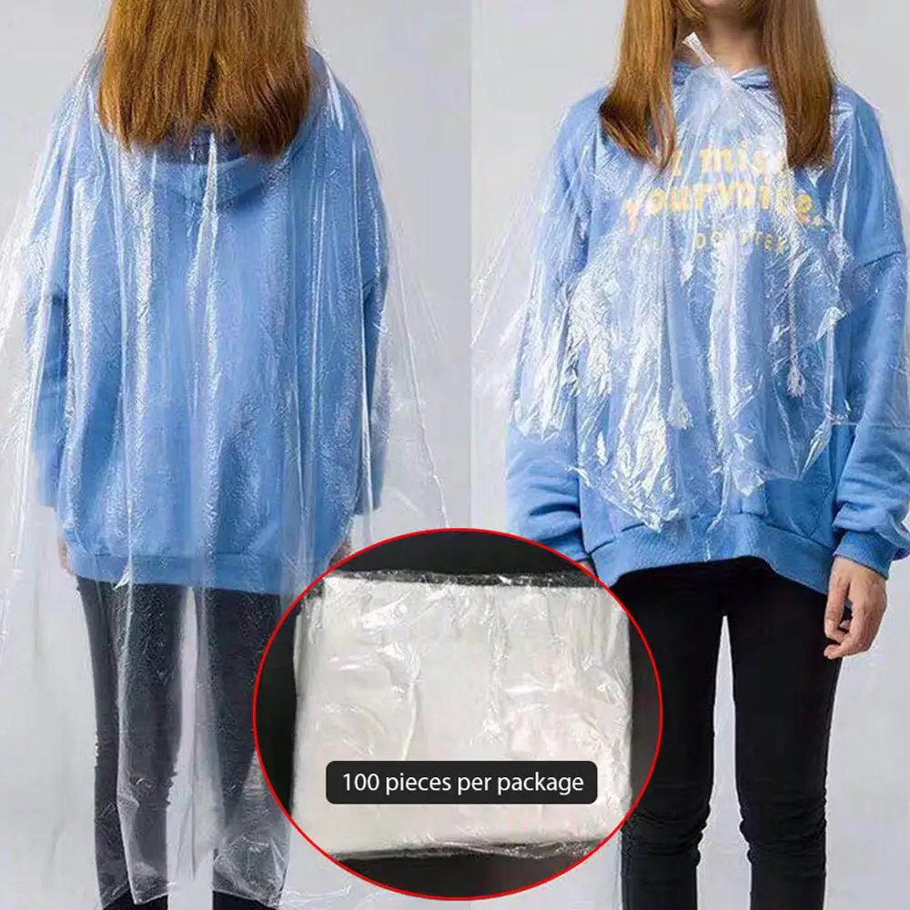 50/100 шт одноразовые парикмахерские накидки PE водонепроницаемый фартук резка