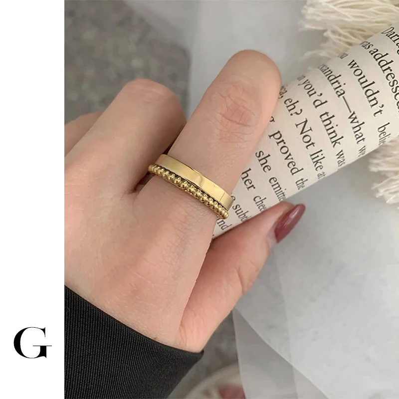 

GHIDBK Hot Sale 2020 Fashion Stainless Steel Minimalist Geometrical Balls Rings Women Unique Designed Ring Street Style Jewelry