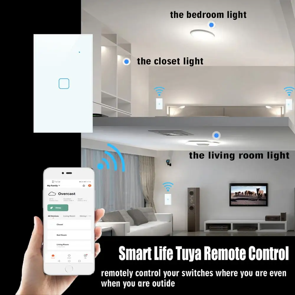 Нам Интеллектуальный переключатель Wi Fi Беспроводной настенный светильник