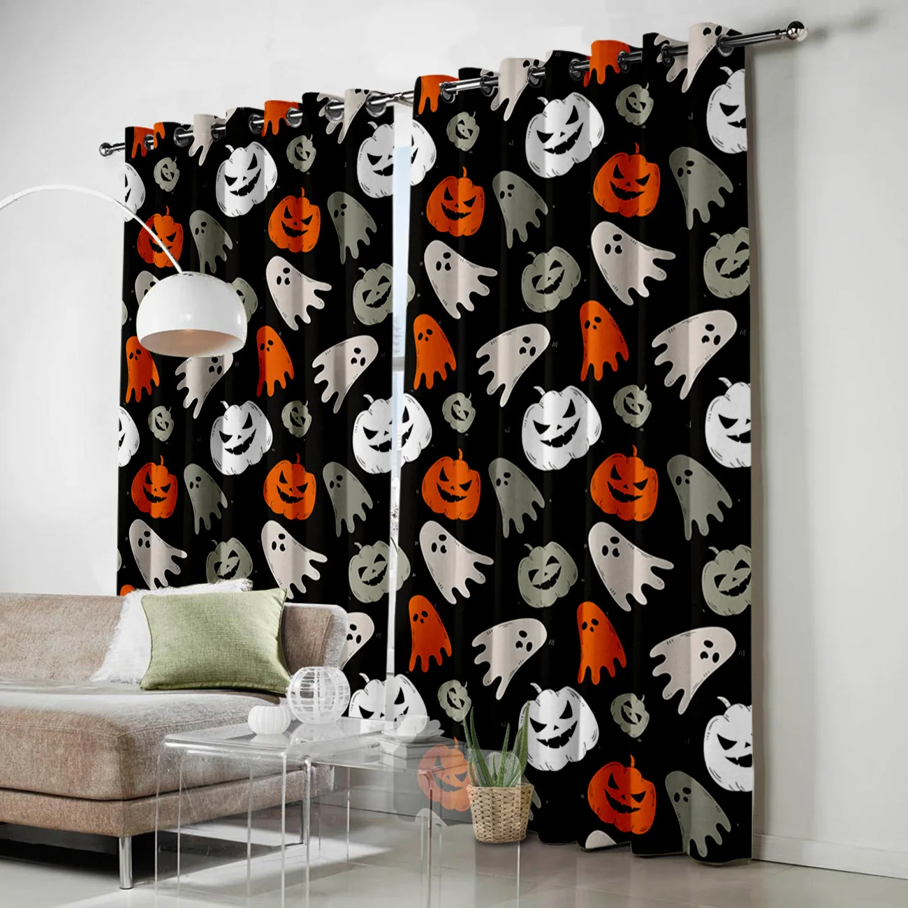 В стиле Хэллоуин привидения и тыквы оконные занавески подзор окна шторы темные