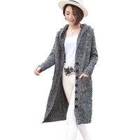 2021 spring and autumn new button hooded sweater womens cardigan long loose han fan sweater womens coat