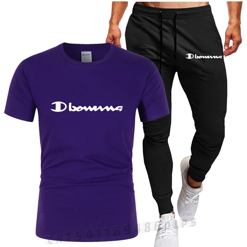 

New spring and autumn casual sportswear letter printing suit men's jogging fitness suit men's suit T-shirt + pants 2-piece set