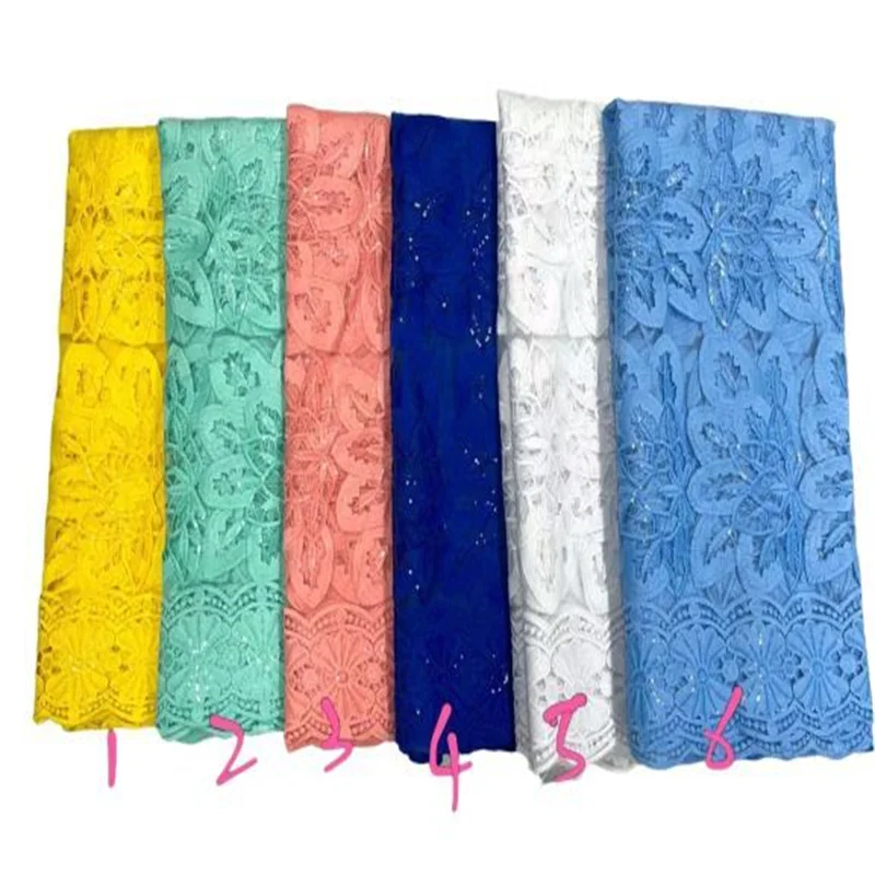 

Latest African Net Lace Fabric 5Yards Milk silk Lace Material Embroidery Tulle French Mesh Lace Fabric With Stones For Wedding