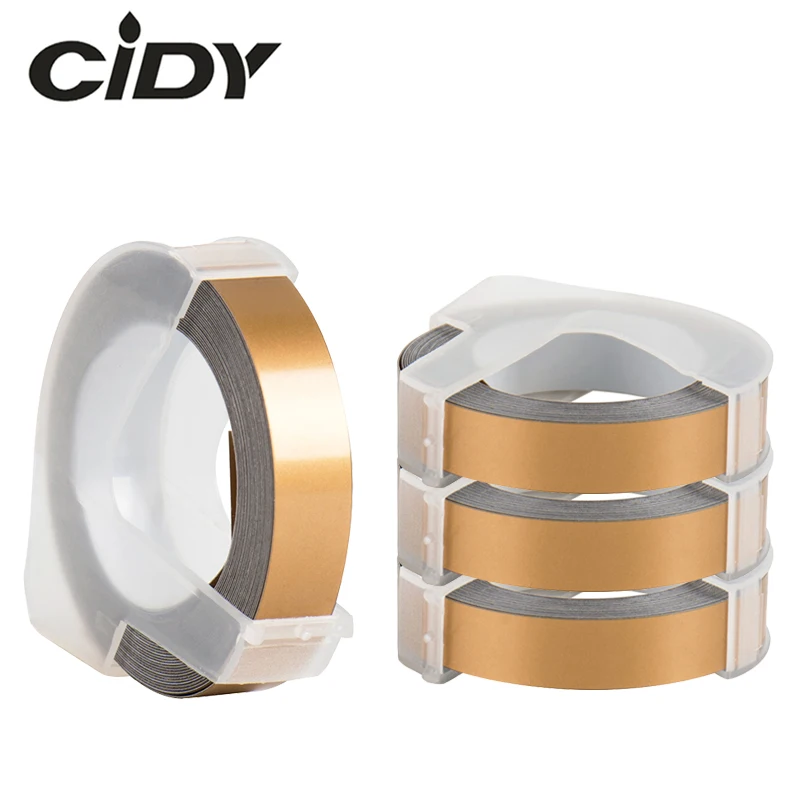 CIDY 4 шт. Compagne золотого цвета 9 мм пластик для DYMO 3D Органайзер Xpress для изготовления этикеток с тиснением DYMO 1610/12965 Motex E101