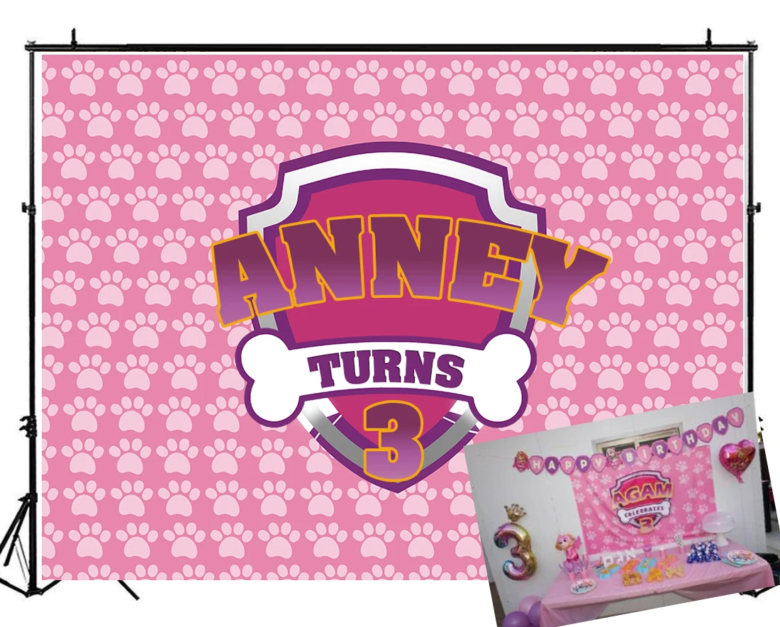 Виниловый фон для фотосъемки с изображением мультяшных собачьих лап детей