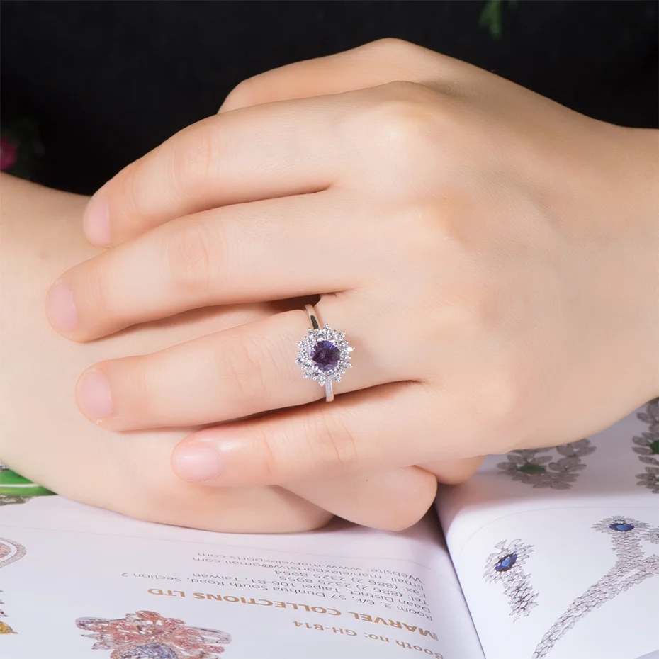 Kuolit александритовые кольца с драгоценными камнями для женщин, 925 пробы, серебряное кольцо с меняющимся камнем, Новое поступление, ювелирные украшения