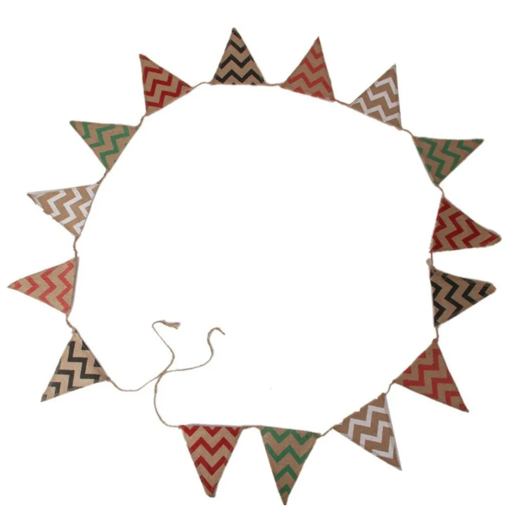 15 флагов длиной 280 см трехугольные волнистые флажки баннеры джутовые флаги из