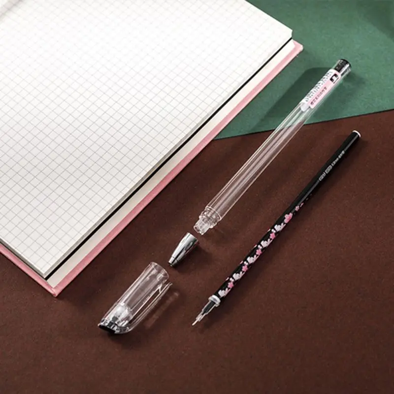 

W3JD 12pcs/set 0.38mm Cherry Gel Ink Pen Signature Pens Stationery School Gift