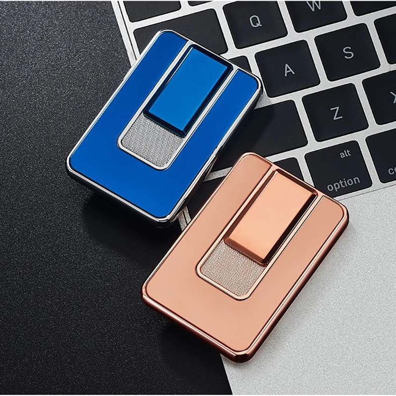 

Ultra-thin Pull-down Charging Lighter Zinc Alloy Thin Flat Cigarette Lighter Single-sided Heating Wire Lighter USB Rechrageable
