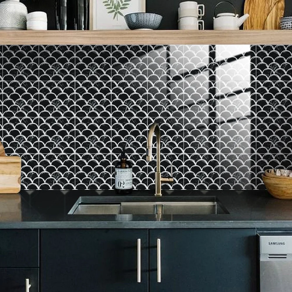 25pcs tile sticker imitation marble pattern kitchen bathroom wallpaper waterproof self adhesive wall sticker for decoration free global shipping