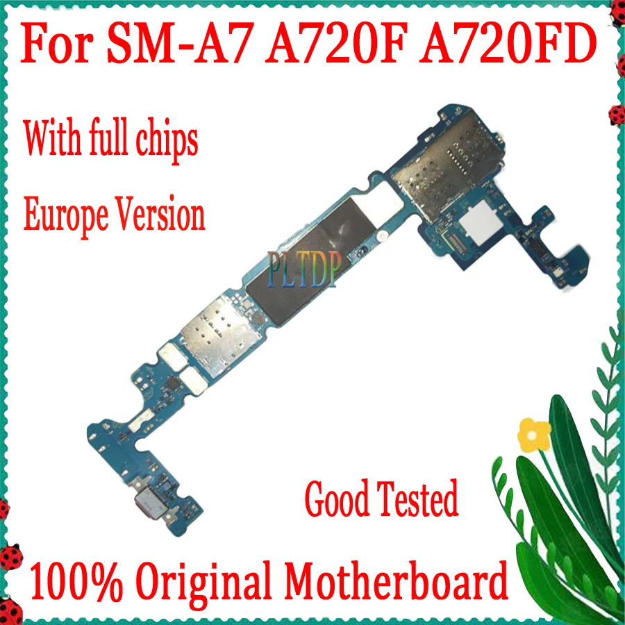 

For Samsung Galaxy A7 A720FD motherboard unlocked with chips two SIM A720FD tested mainboard Android OS logic board