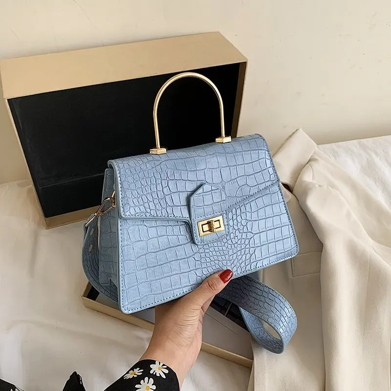 

Designer Solid Color PU Leather Crossbody Shoulder Bags for Women 2021 Luxury Fashion Lock Handbags and Purses Lady Totes Bag