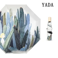 yada wood handle hand painting umbrella folding desert ins plant cactus umbrellas for women uv windproof rainy umbrella yd243