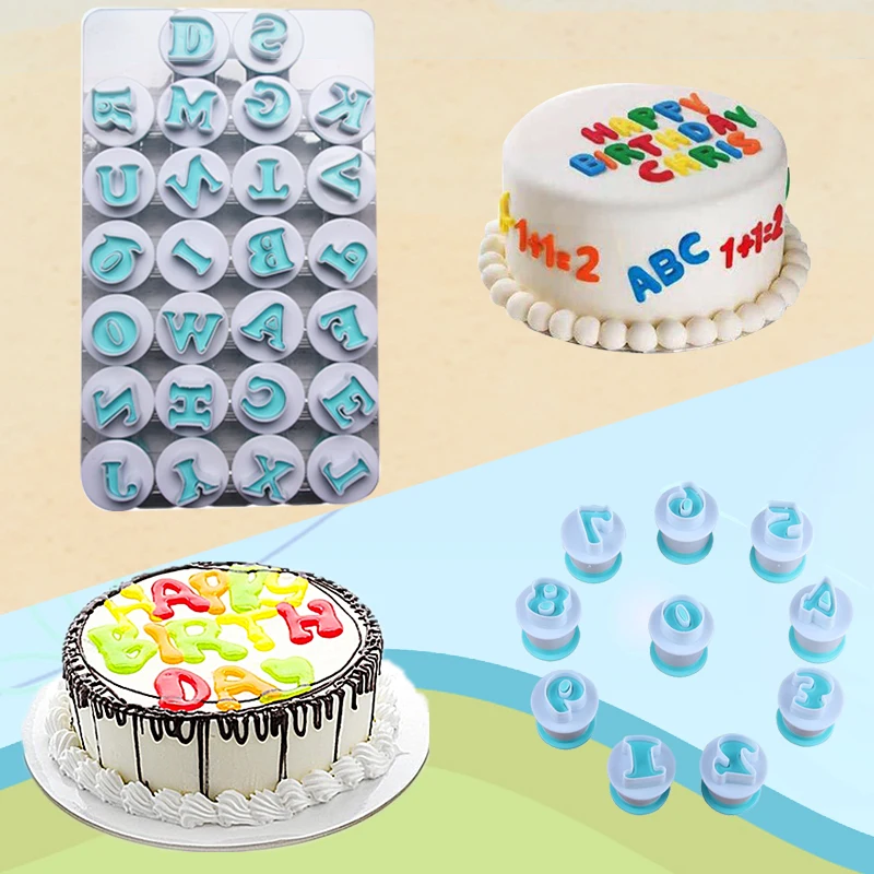

Upper/Lowercase Alphabet Numbers Cookie Cutter Set Food Grade Plastic Fondant Letter Baking Mold 10/26-Piece