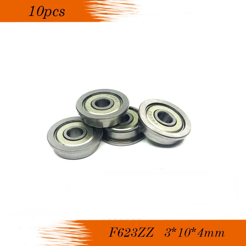 F623ZZ ABEC-5 (10 шт./лот) 3x10x4 мм миниатюрные фланцевые радиальные шарикоподшипники с
