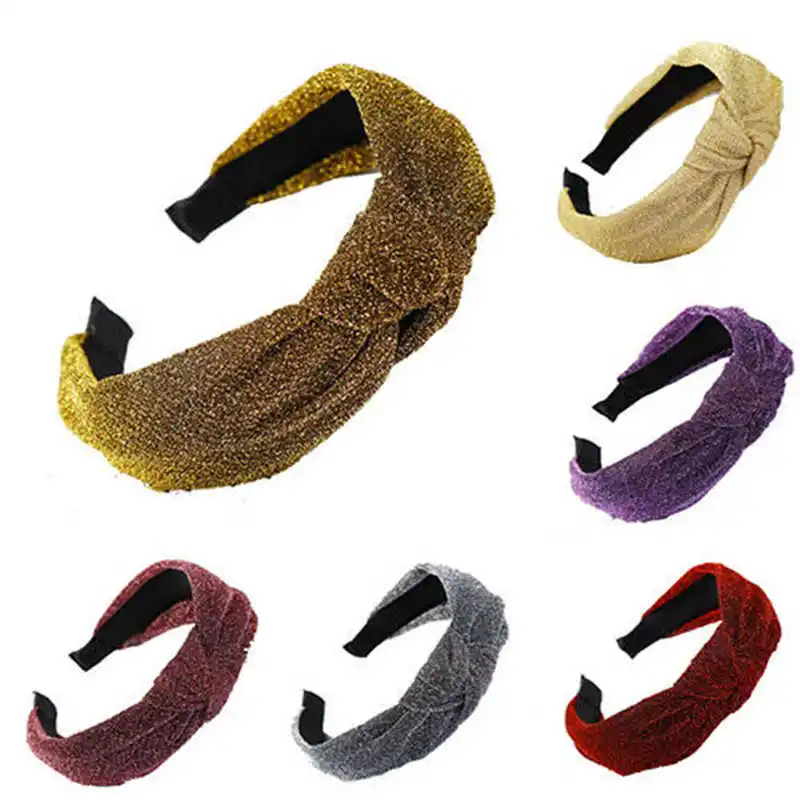 

Solid Colors Hair Knotted Hair Band for Women Polyester Knot Shimmer Headbands Hairbands Headwear New Arrival
