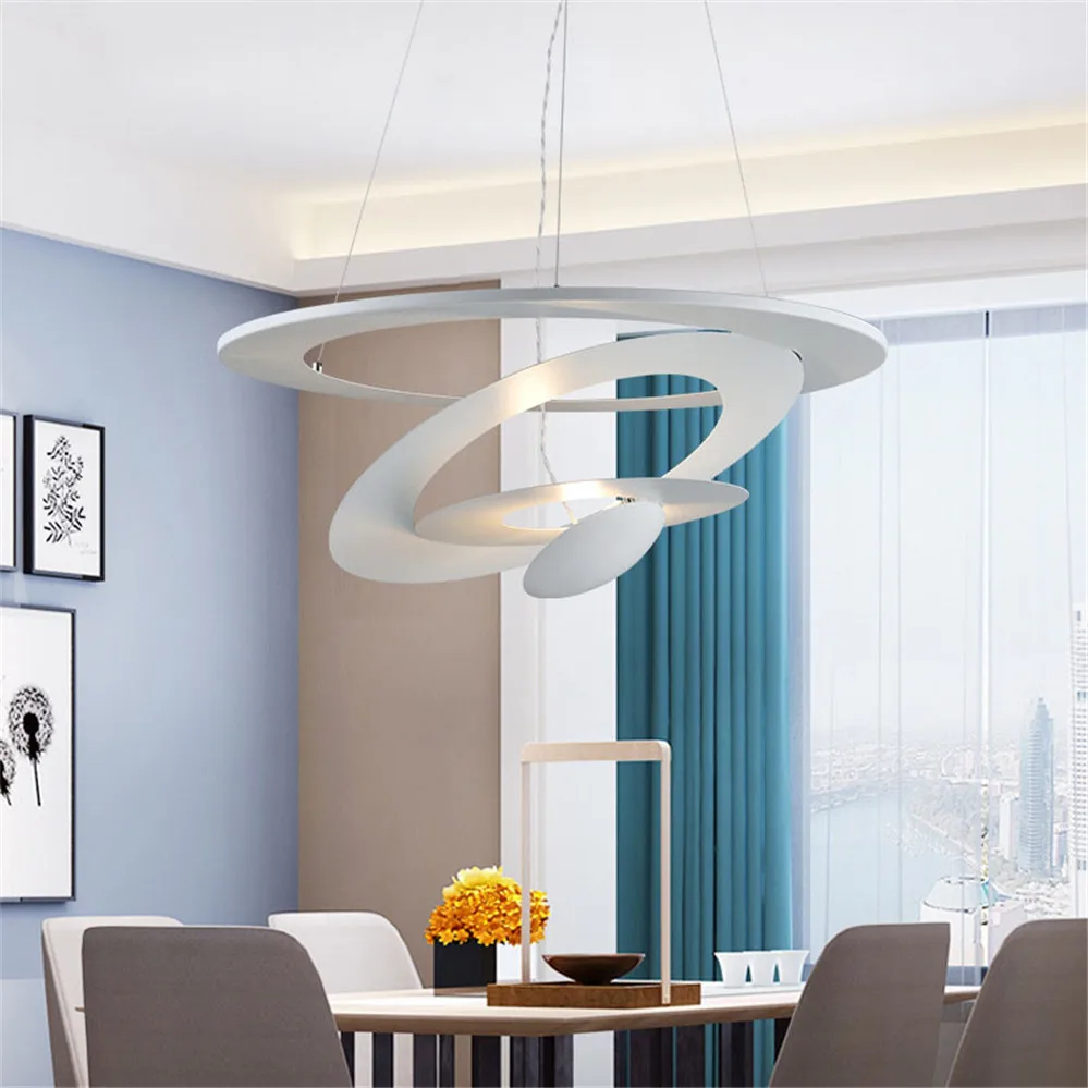 買取 北欧イタリアデザインスパイラルリングシャンデリアリビングルームダイニングルームバー屋内照明器具モダンサスペンションled照明器具