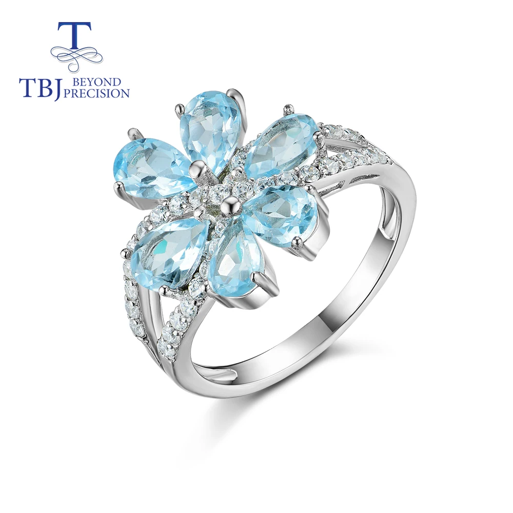 

Sky blue topaz ring natural gemstone 925 sterling silver fine jewelry for women wife nice gift tbj promotion new style