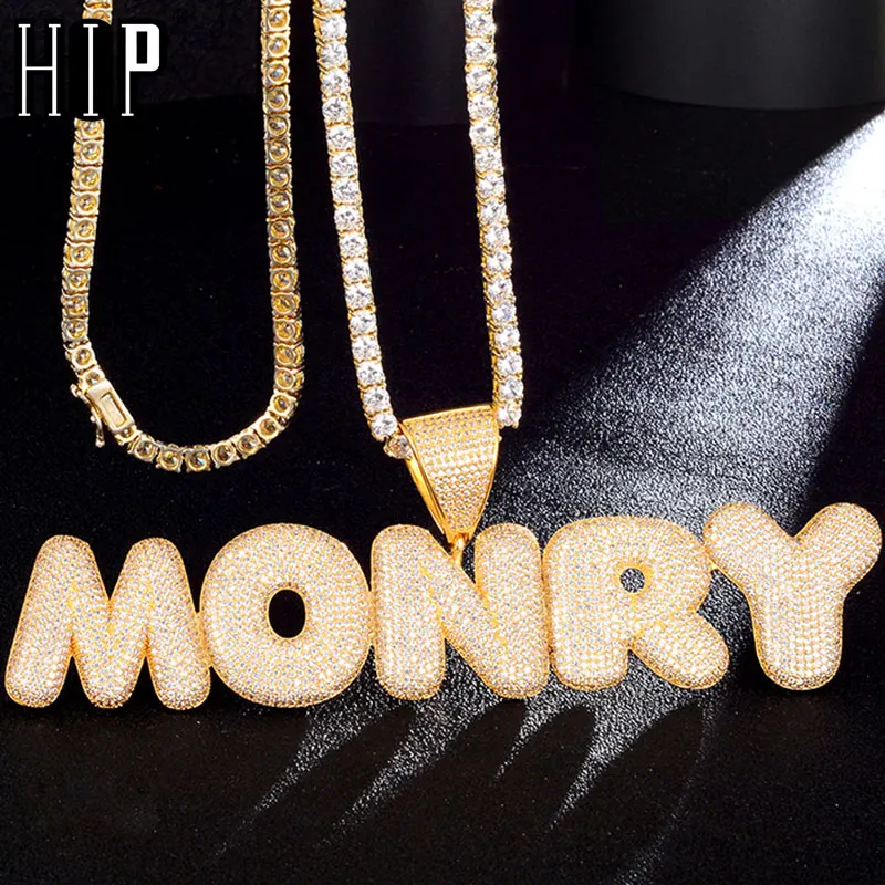 Хип хоп заказное имя буквы пузыря кубического циркония Bling комбинация слов