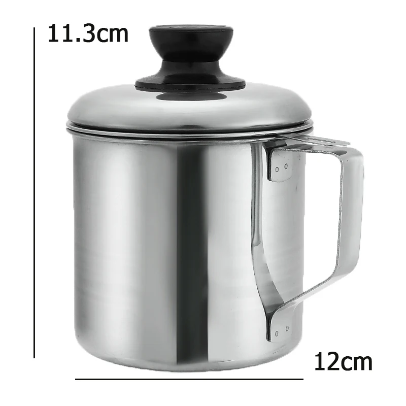 

1.2L Stainless Steel Oil Kettle Strainer Pot Container with Filter Filtration Residue Household Oil Storage Tools Tank Kitchen