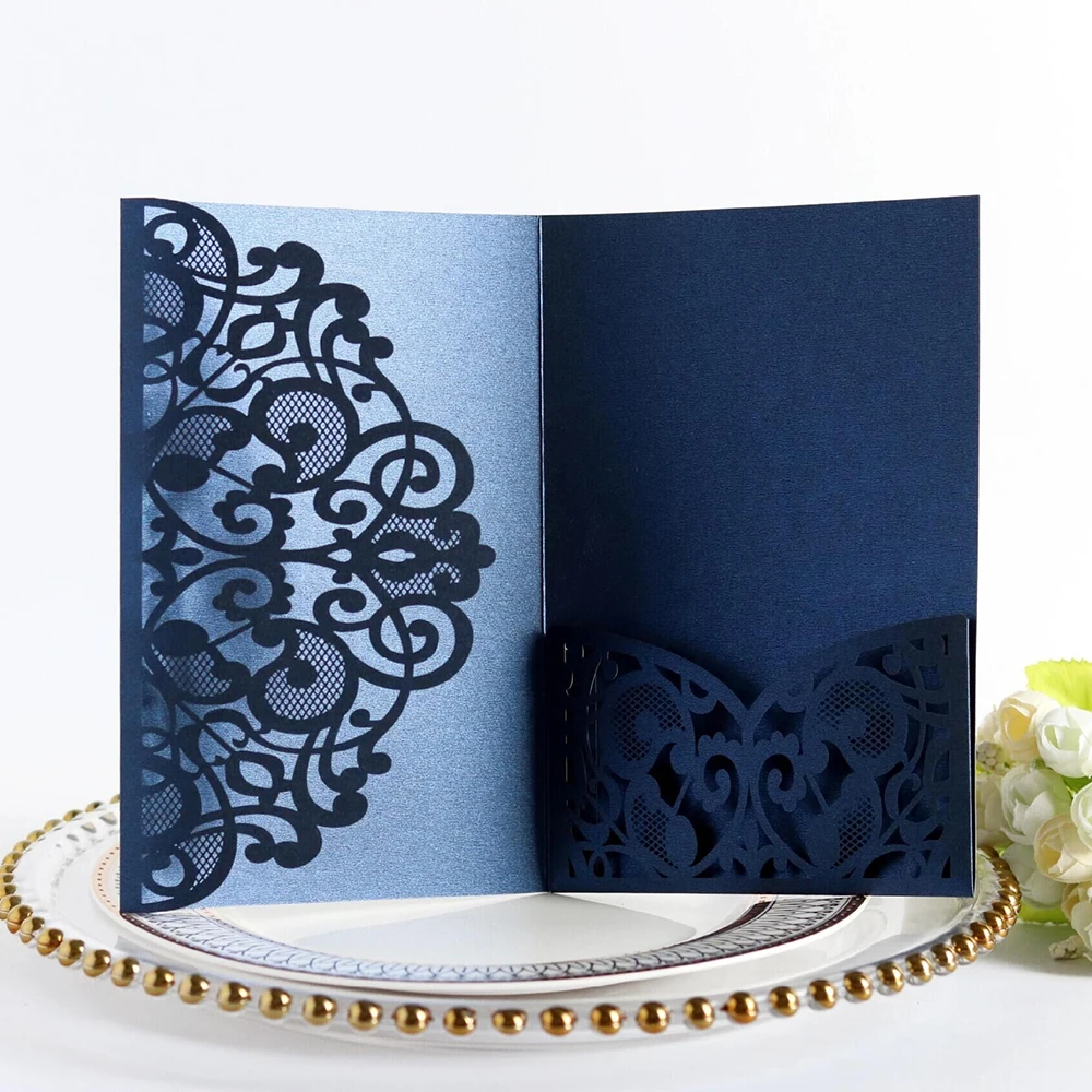 Новые 10 цветов свадебные пригласительные открытки лазерные карманные