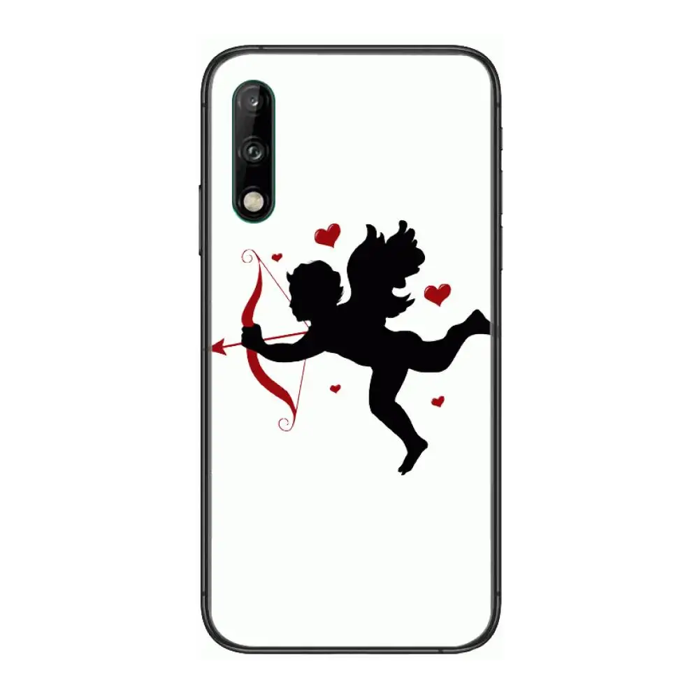 

Cupid Fall in love style Clear Phone Case For Huawei Y 5 6 7 8 9 A P S Pro 2020 2019 Black Etui Coque Hoesjes Comic Fashion