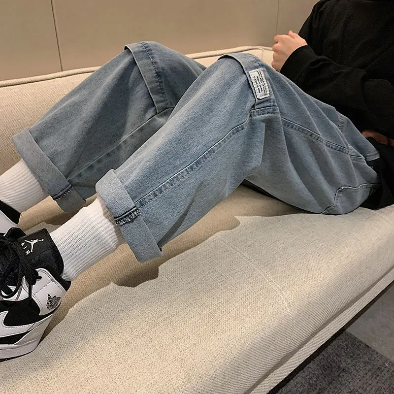 ICCLEK Men's Pants Autumn Jeans Straight Loose Pants Fashion Jeans Long Pants Jeans for Men  Straight Leg Jeans  Skinny Jeans