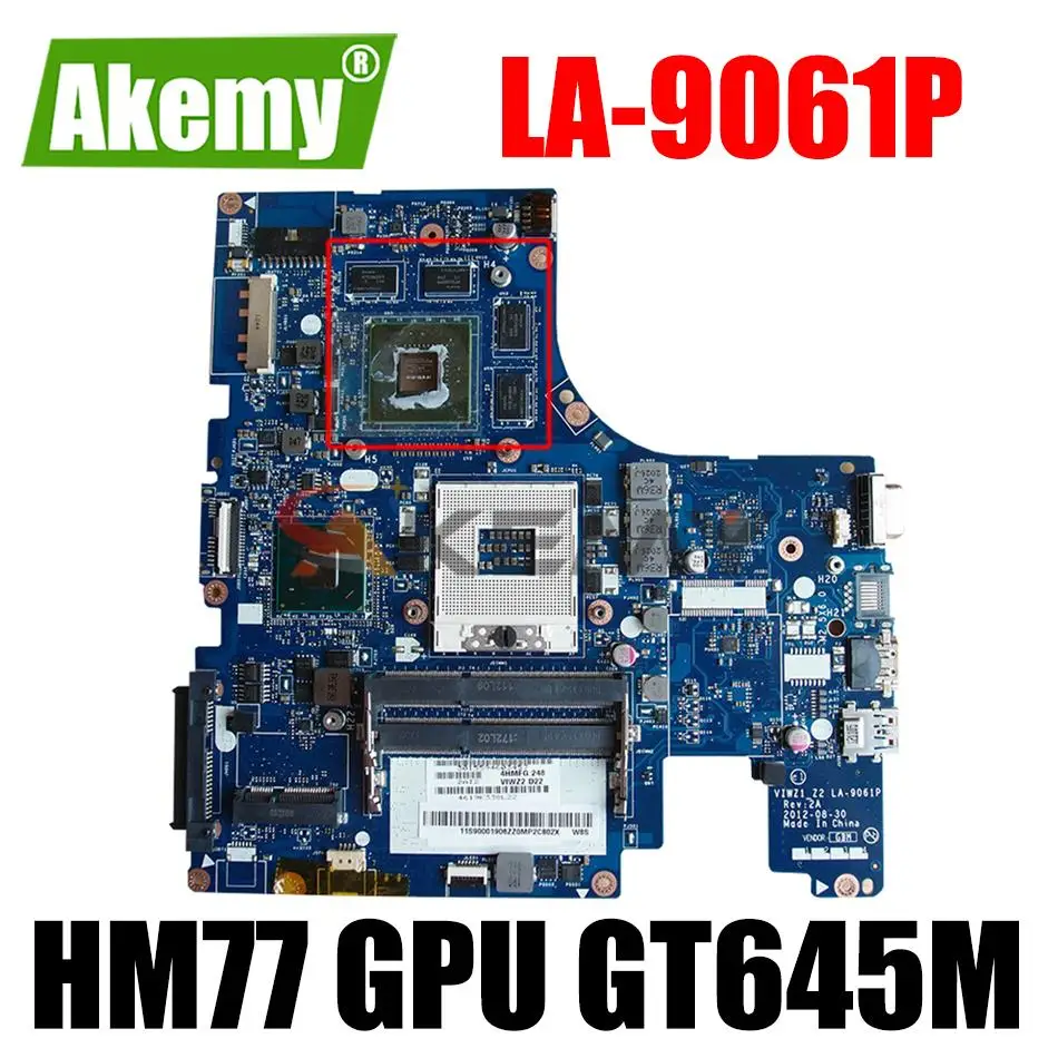 

Материнская плата Akemy для ноутбука Lenovo VIWZ1 Z500 Z2 LA-9061P PGA989 HM77 GPU GT645M DDR3 100%, протестированная работа