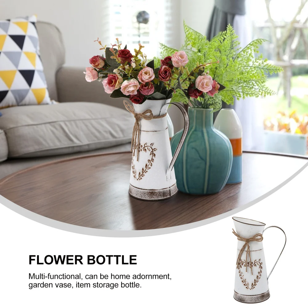 

Vintage Style Metal Flower Vase Iron Flower Pot Desktop Flower Bucket Ornament