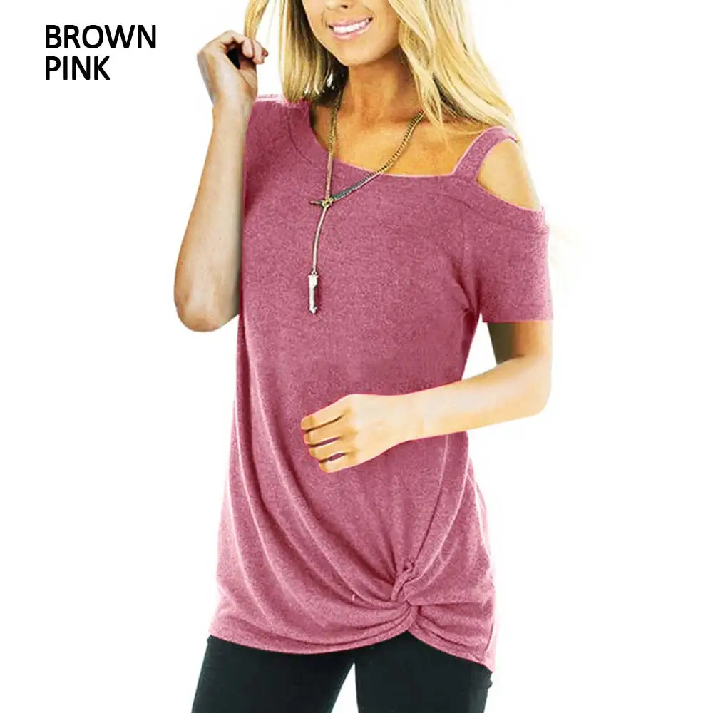 Sexy T Shirt Women Cold-shoulder Short Sleeve 2022 New Summer Tee Shirts Women Clothes Fashion Tie Long Tees Female camiseta