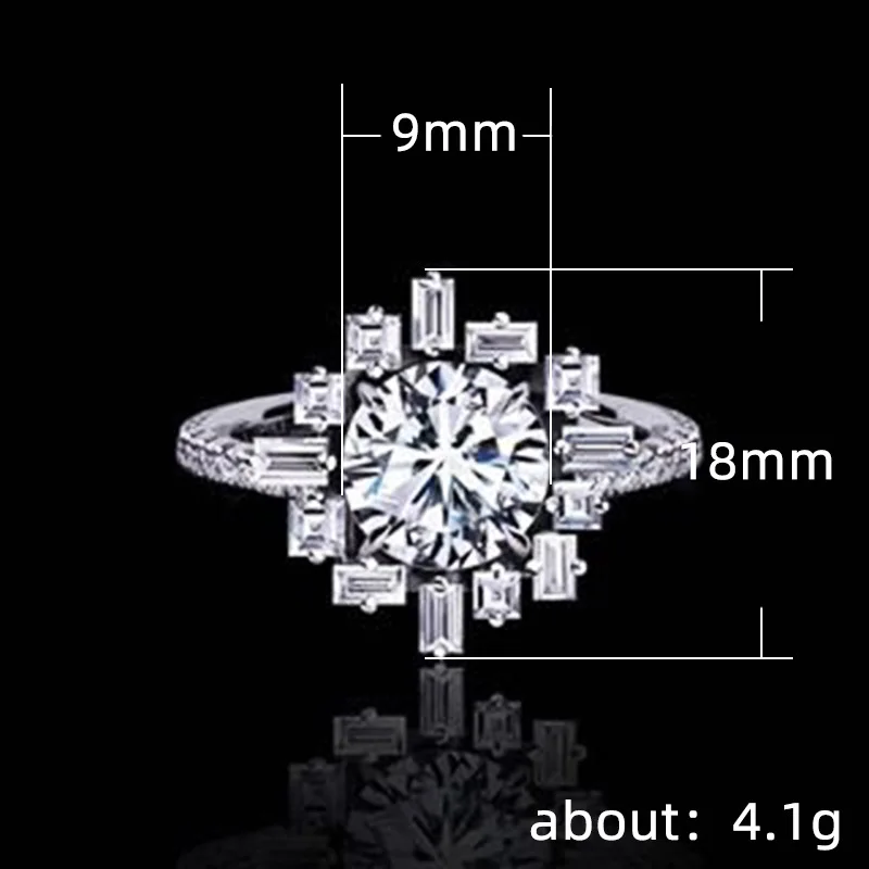 

Luxury Silver Color Geometric Ring Elegant White CZ Stone Geometric Rings For Women Wedding Proposal Fashion Jewelry Gift B4C332