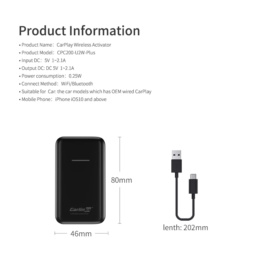 

New Version2.0 CarPlay Wireless Adapter for Volkswagen 2016~2020 Convert Factory OEM Wird CarPlay To Wirless CarPlay New Product