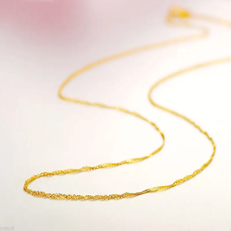 

Fine Pure Au 750 18kt Yellow Gold Chain Women Singapore Link Necklace 18inch 0.8-1g