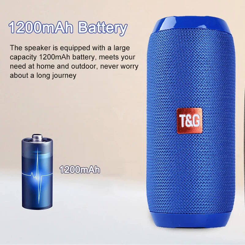 

TG117 Bluetooth Speaker Portable Outdoor Wireless Bass Column Waterproof Subwoofer Stereo Loudspeaker FM Radio Boombox Music Som