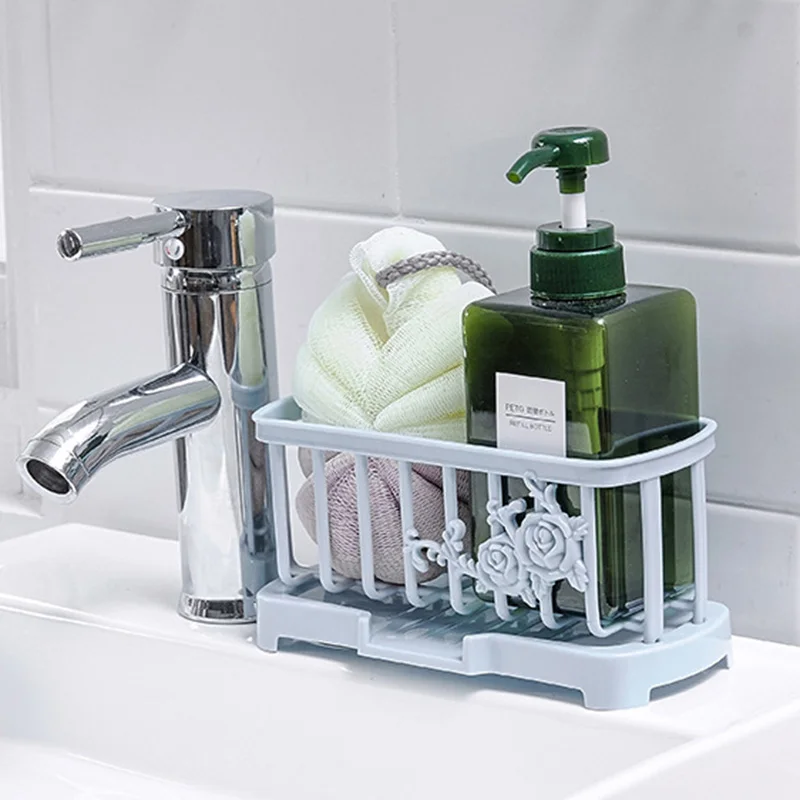 

Sink Sponge Storage Rack Drainer Bracket Towel Brush Holder Household Storage Organizer Container Tray Shelf For Kitchen Bathroo