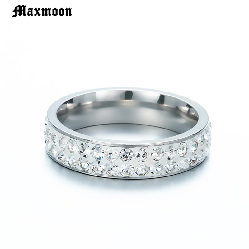 Кольцо женское из нержавеющей стали с прозрачным кристаллом | Украшения и