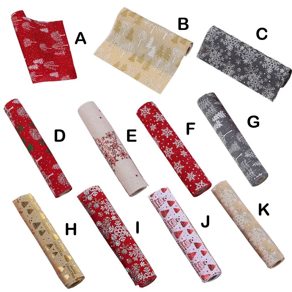 

Merry Christmas Red Snowflake Snowman Long Table Runner Cloth Party Dinner Non-slip Table Runner Cotton Linen Home Decor 270CM