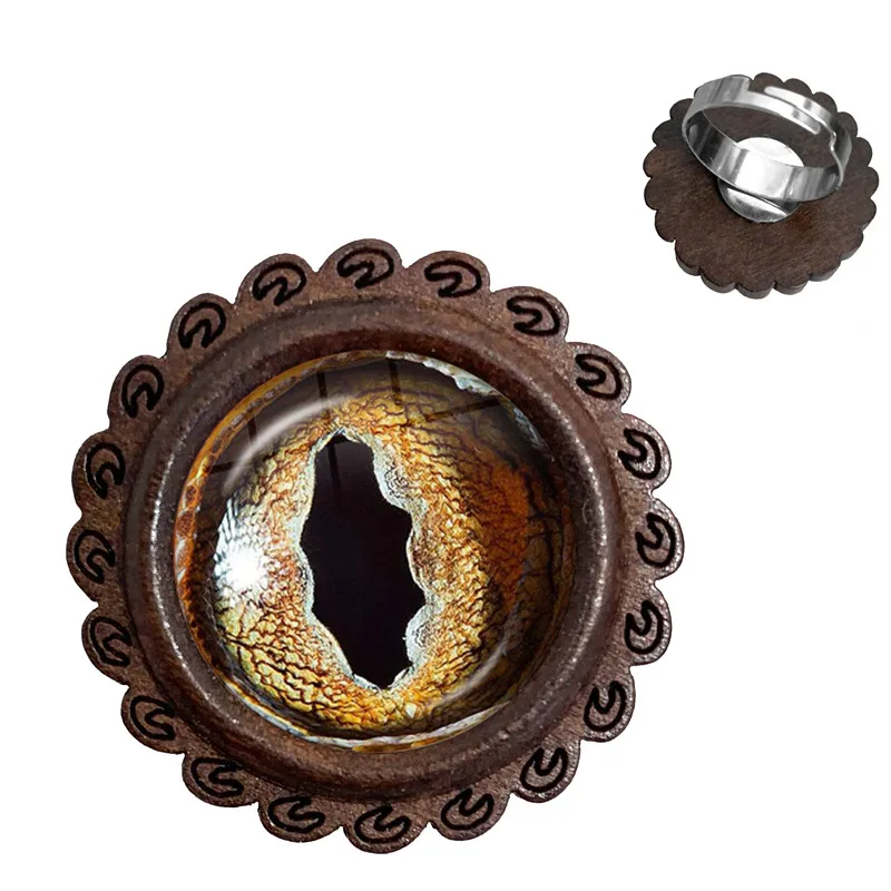 1 шт. стеклянные деревянные кольца с кабошонами в виде Глаз Дракона змеи совы кота