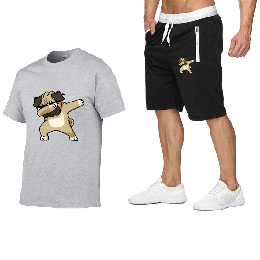 

Men Summer Kawaii Sportswear Sets Short sleeve T-shirts Short Pants New Fashion Men Casual Sets Shorts T-shirts 2 pieces