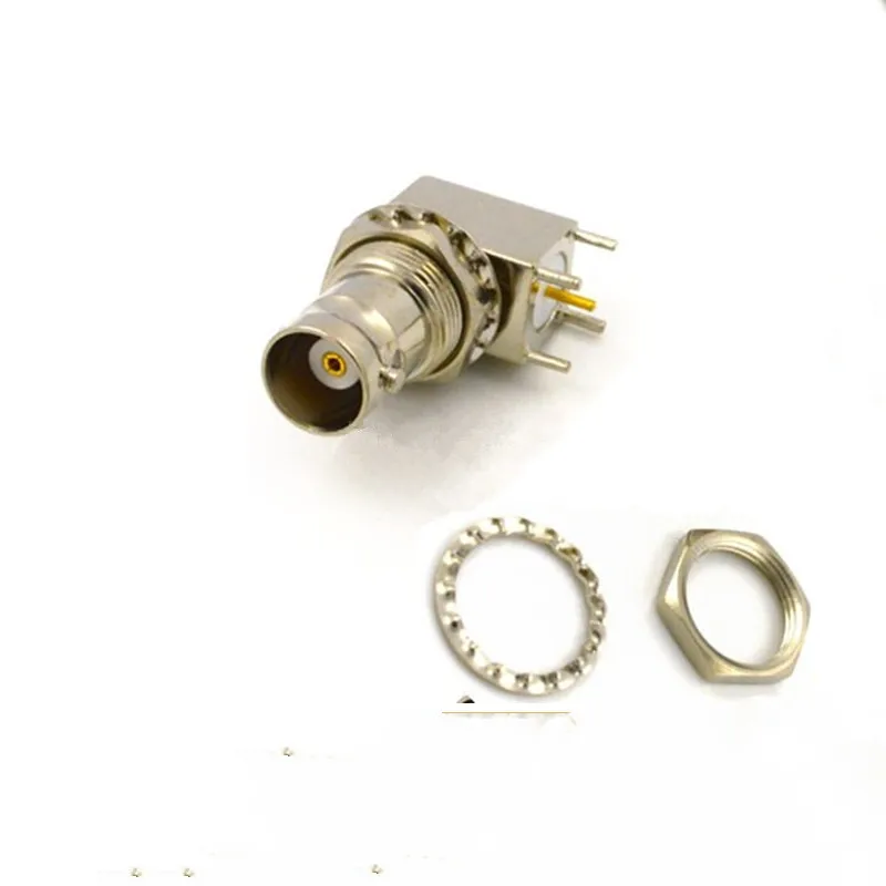 Полностью медный женский разъем, 90 градусов, локоть печатной платы, Фиксированная панель, разъем для видеонаблюдения Q9