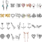 Новые S925 популярные серьги, соединенные круги, духовные перья, свободно рук, сердце, серьги для женщин, ювелирные изделия, подарок