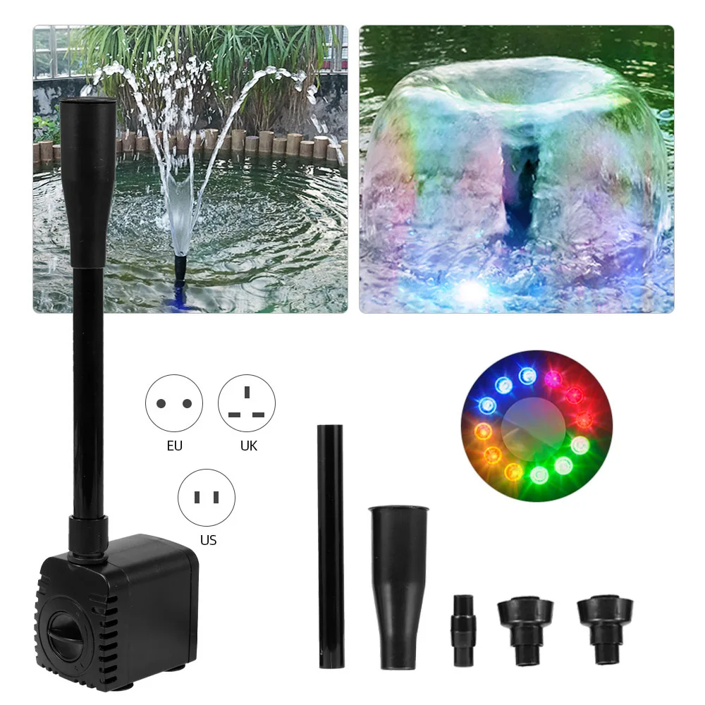 Погружной фонтанный насос бесшумная помпа для аквариума пруда USB с 12