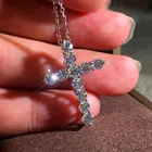 Ожерелье женское с подвеской в виде креста, серебристого цвета