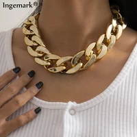 high quality exaggerated acrylic big chain necklaces women statement hip hop twisted chunky thick ccb link choker gothic jewelry