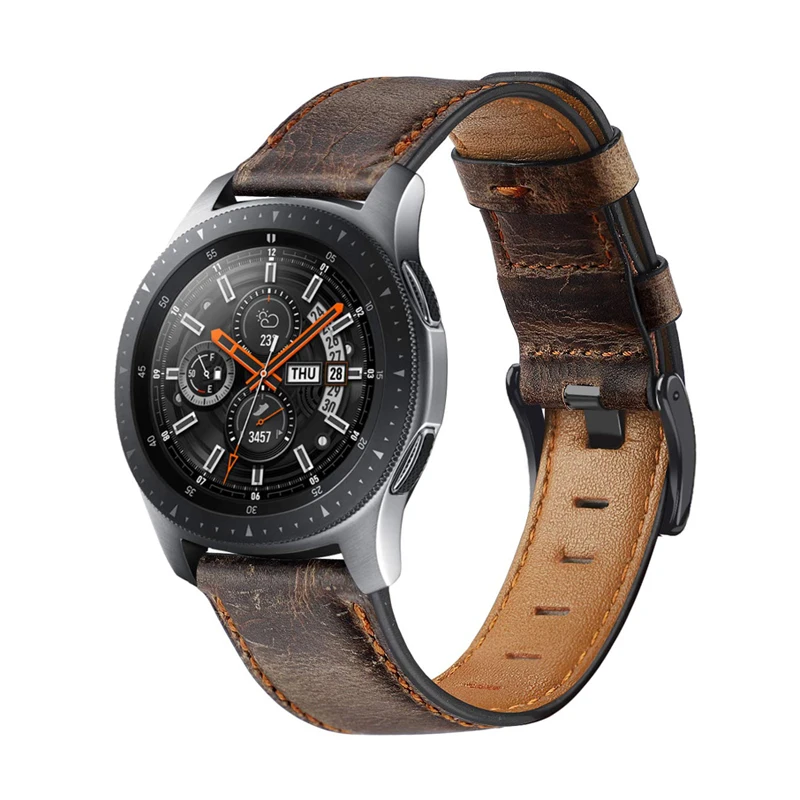 Ремешок кожаный для huawei watch gt 2 2e 46 мм браслет Samsung Gear S3 Frontier Galaxy Watch 3 45 amazfit GTR 47 22